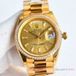 Swiss Rolex new Day-Date 36 Rock Candy Diamond Bezel Gold President Band Replica Watches